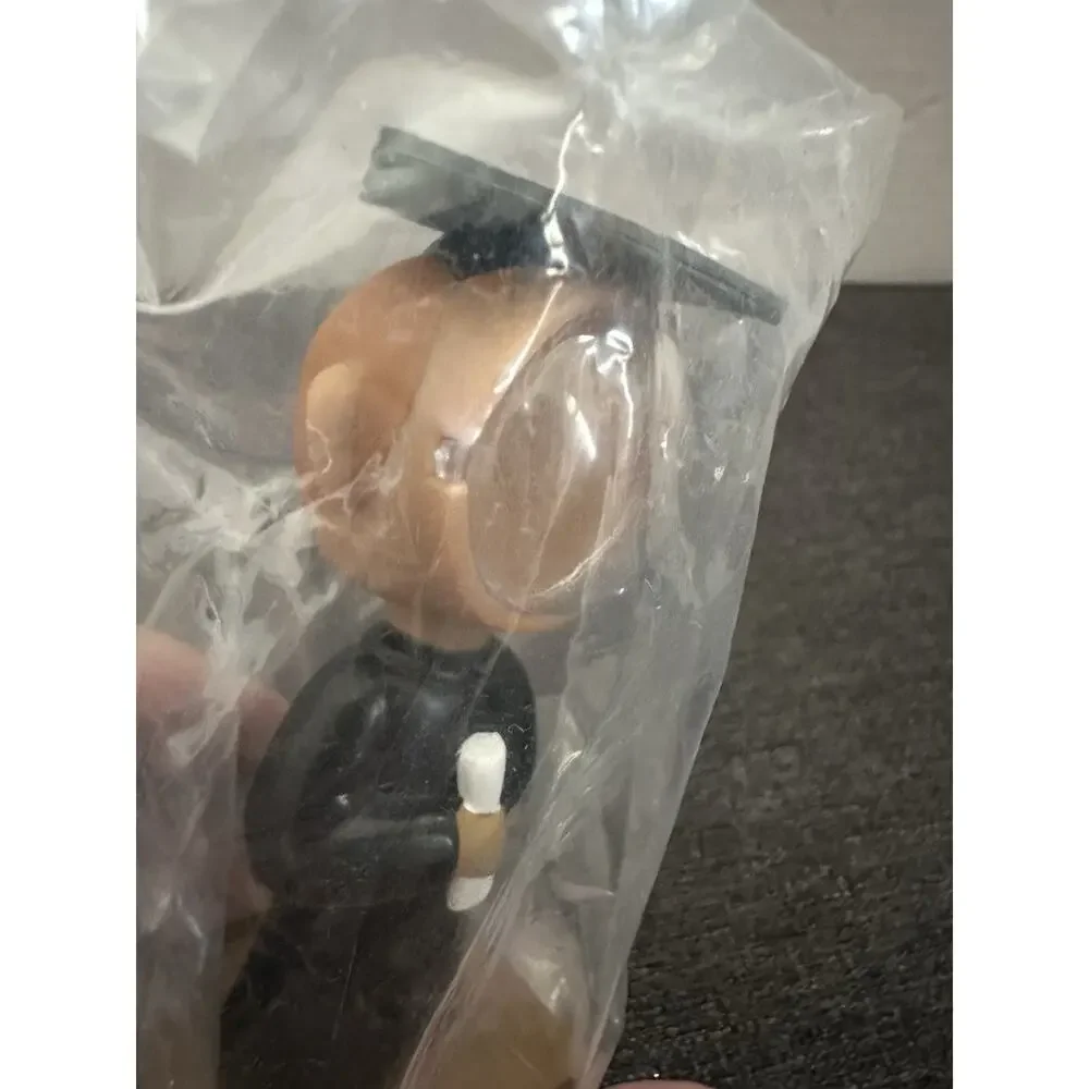 Graduation Photo Holder Bobblehead Male Black Gown Diploma Picture Frame 4.5”